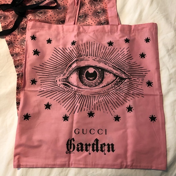 GUCCI Garden Florence Pink Cotton Eye Tote RARE - Picture 2 of 5